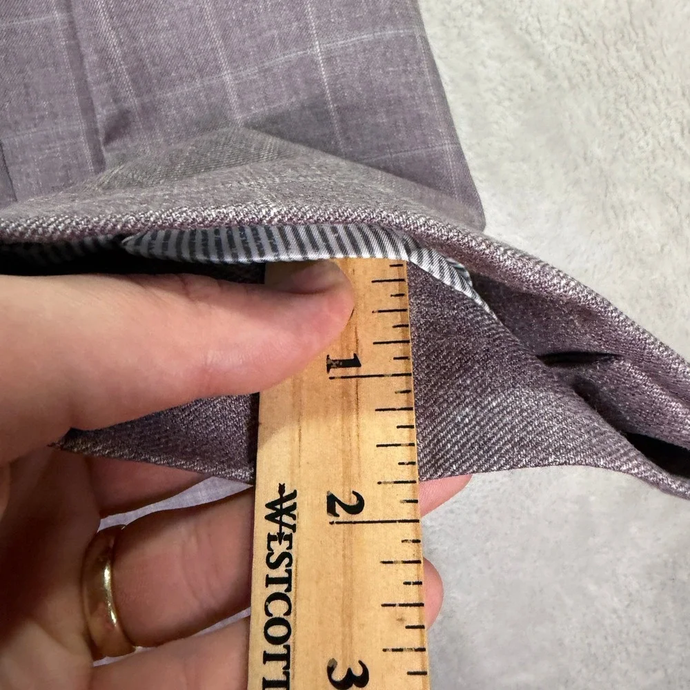 Joseph Abboud Mens 50R Classic Fit Sport Coat Purple Windowpane Wool Silk Linen